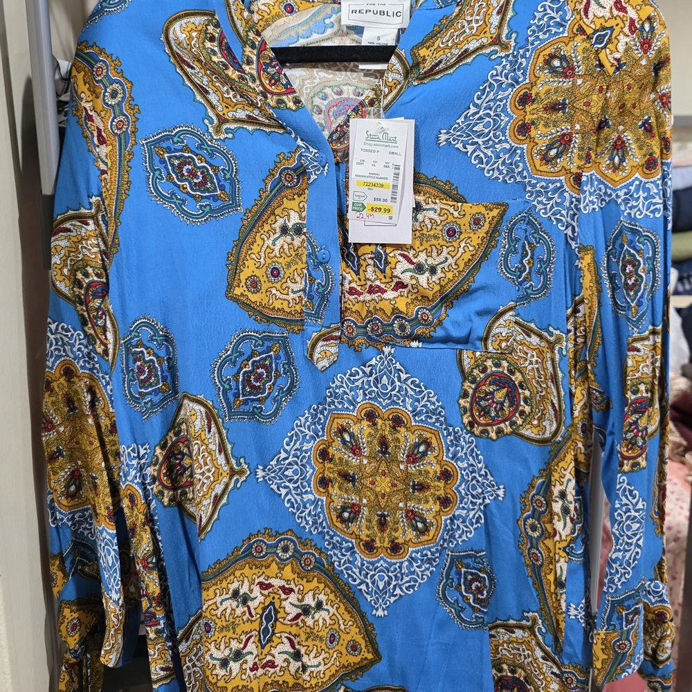 Blue and Yellow Paisley Shirt